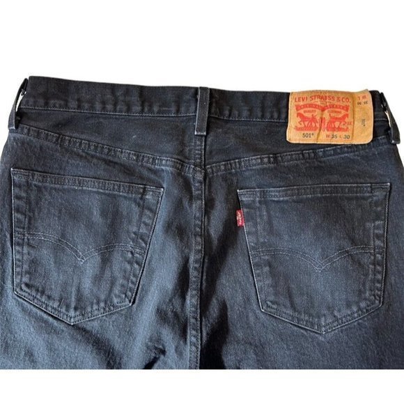 Levis 501 Original Fit Button Fly Mens Black Wash Size 35 X 30 - Picture 4 of 8